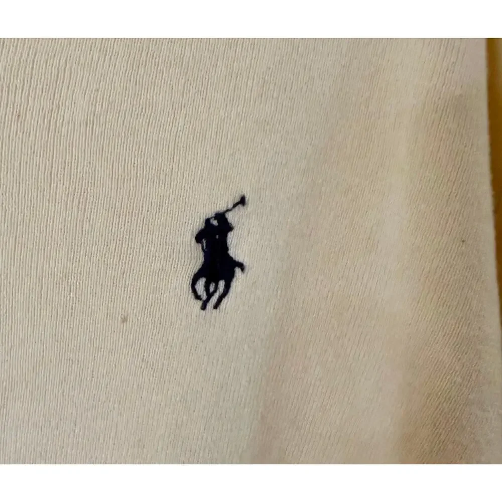 Vintage Polo Ralph Lauren V-neck Pima Cotton Knit Sweater in Cream Men's sz. L